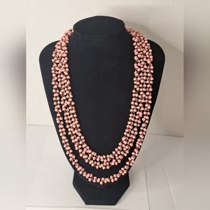 Unique Pink and Metal Necklace Bead Jewelry.